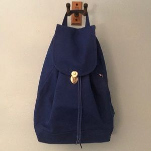 BAGGU royal blue drawstring cotton canvas backpack